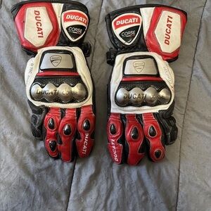 Ducati Corse Red and Black Motorcycle Gloves